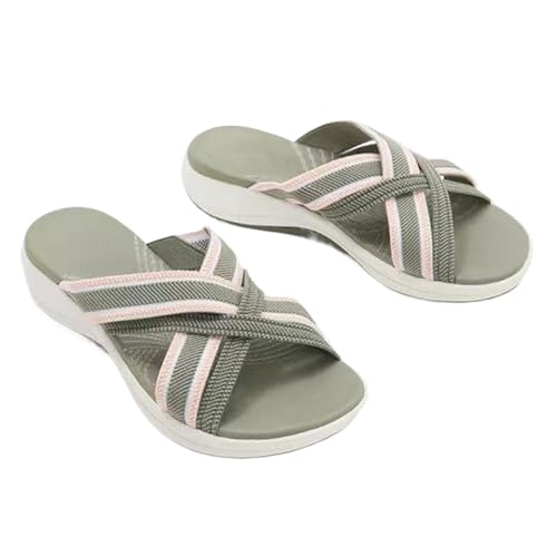 Sandals with Arch Support for Woman Walking Comfort Ergonomic Slides Sandals Orthopedic Comfortable Ortho Comfort Orthotic Open Toe Fishmouth Slippers Sports Lightweight Breathable Flip Flops2