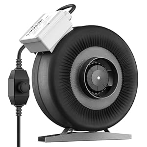 VIVOSUN Rohrventilator 100mm Inline Lüfter 345m³h mit Variabler Drehzahlregler für Growzelt Belüftung Pflanzenzelt Indoor Garten Lüftungsventilator Z4 rohrventilator Schwarz