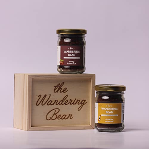 Image of The Wandering Bean Coffee Hamper Best Birthday Gift -Set of 2 Assorted Coffees (Choose 2 Flavors of Your Choice) Gift Festive, Best Gift Hamper 40g X 2 Jars) Gift Festive, Best Gift Hamper