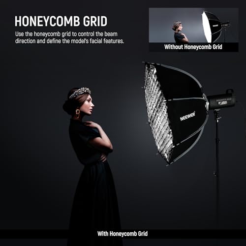 Image of NEEWER 35 inch /90cm Octagonal Softbox, Quick Release Bowens Mount Nylon Soft Box with Honeycomb Grid Light Diffusers Bag for RGB CB60 CB60B CB200B MS60B MS60C MS150B S101-300W /400W Pro Vision 4 Q4, NS35P