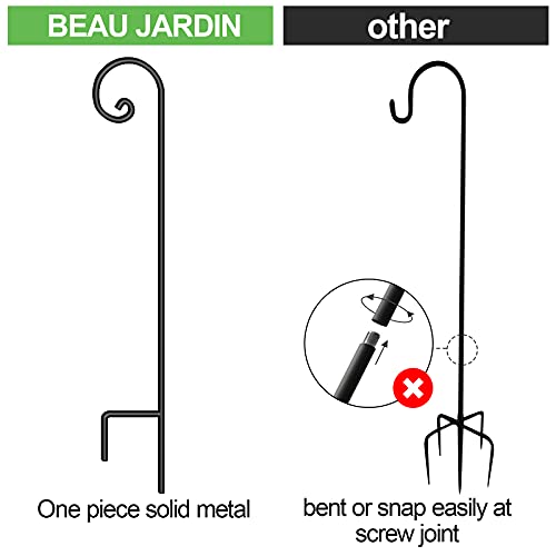 image for BEAU JARDIN 2 Pack Shepherd Hook 65 inch Tall 1/2 inch Thick Premium S