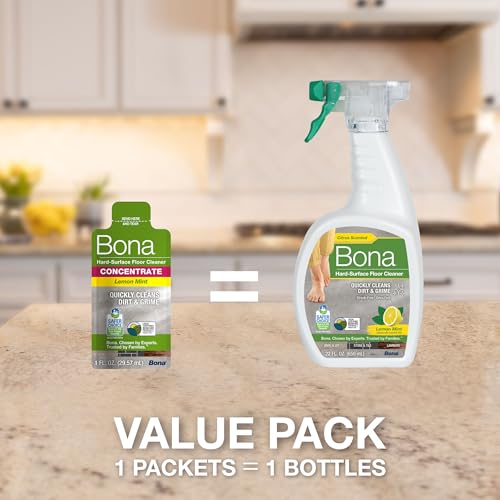 Image of Bona Multi-Surface Floor Cleaner Spray - 32 fl oz - Lemon Mint - Includes Filled Bottle + Concentrate Refill for Multi-Surface Floor Cleaning