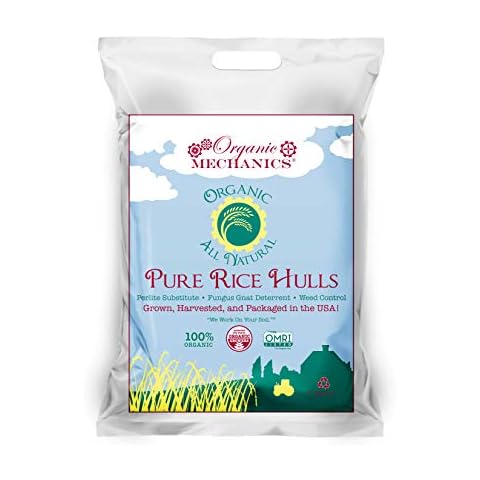 Organic Mechanics Pure Rice Hulls, 2 Cubic Foot - A Sustainable Alternative to Perlite - Enhances Drainage, Porosity and Air Space - Eco-Friendly & Locally Sourced Cover