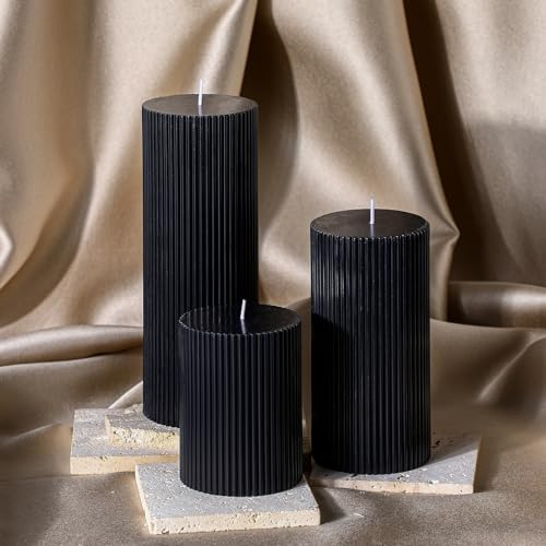 Conelist CONELIST-WED-240515A Ribbed Pillar Candles Set Of 3 thumb #3