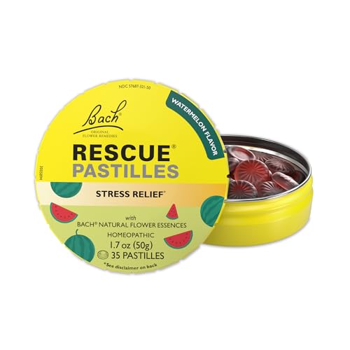Bach RESCUE PASTILLES Watermelon Flavor Stress Relief Lozenges Homeopathic Flower Essences 35 Count