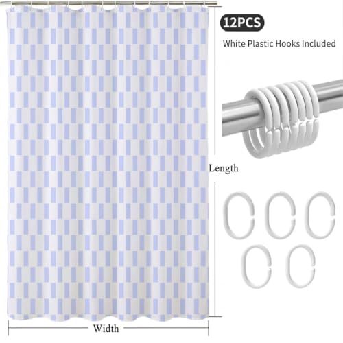 Rideau de douche en tissu polyester lavable avec ourlet lesté et anneaux - 6