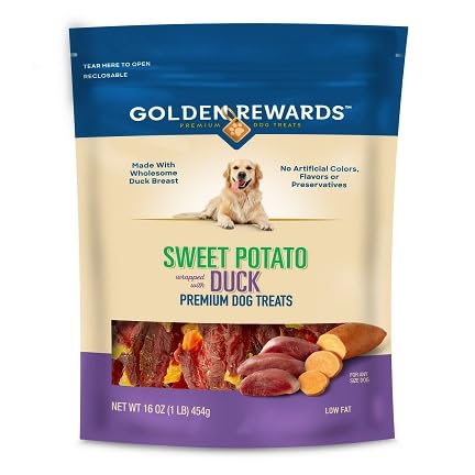 Golden|Rewards Duck Wrapped Sweet Potato Dog Treats 16 oz Grain-Free Natural Chews Low Fat High Protein for All Dog Sizes