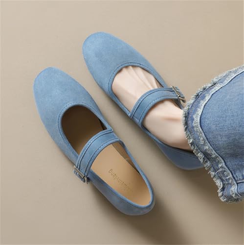 Suede Ballet Flats for Women French Retro Mary Jane Dress Flat Soft Suede Shoes Casual Buckle Shoes for Work Travel 20254