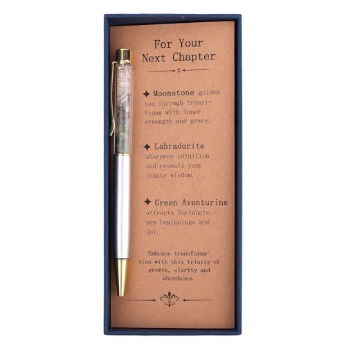 Penna Sfera Cristallo con Confezione Regalo Biglietto, Penna Sfera Cristallo 15cm per Donne Insegnanti Infermiere Pensionamento Nuovo Inizio Prossimo Capitolo Addio Laurea Regali Ispiratori