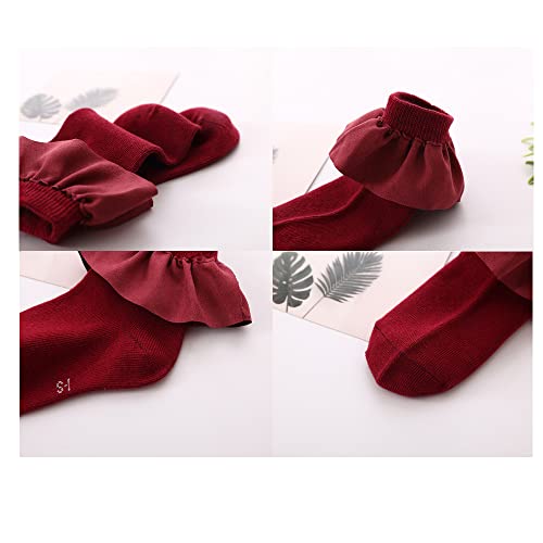 Baby Girls Frilly Socks Toddlers Girls Princess Ruffle Lace Socks Baby Ankle Dress Socks 5-Pack4