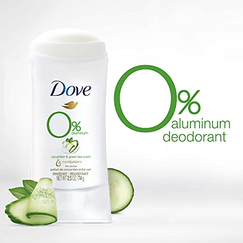 Image of Dove 0% Aluminum Deodorant Stick Non irritating for Underarm Care Cucumber and Green Tea, 2.6 Oz (Pack of 2)