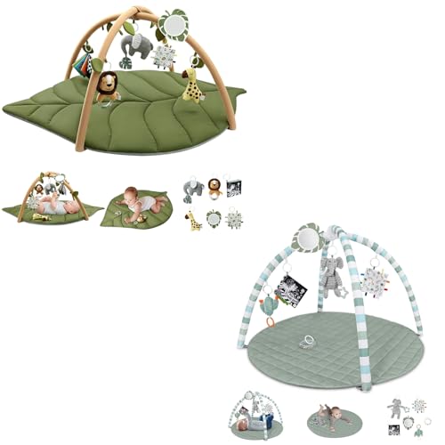 Baby Play Gym Mat,Sage Green + Baby Play Gym, Leaf Shaped