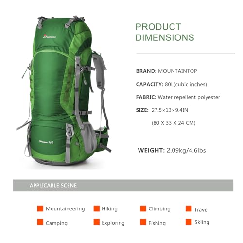 Miniatura 2 de Mountaintop Mochila Senderismo Hombre Mujer 80 Litro Mochilas Trekking Viaje Impermeable Multifuncional Para Acampada Montaña Escalada