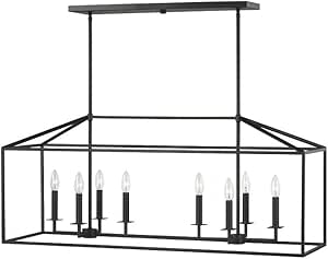 Generation Lighting 6615008EN-112 Perryton Eight - Light Island Pendant Hanging Modern Fixture, Midnight Black