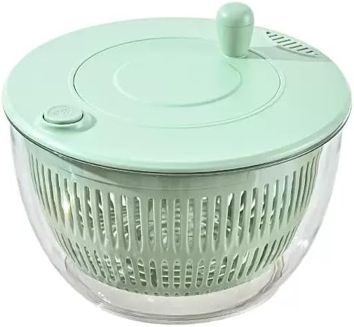 Large Salad Spinner With Draining Function, Stop Button, Equipped With 5 Blades, Egg Yolk Filter, And Fruit And Vegetable Juicer, Suitable For Salad Preparation And Food Cleaning, 4.45 QT