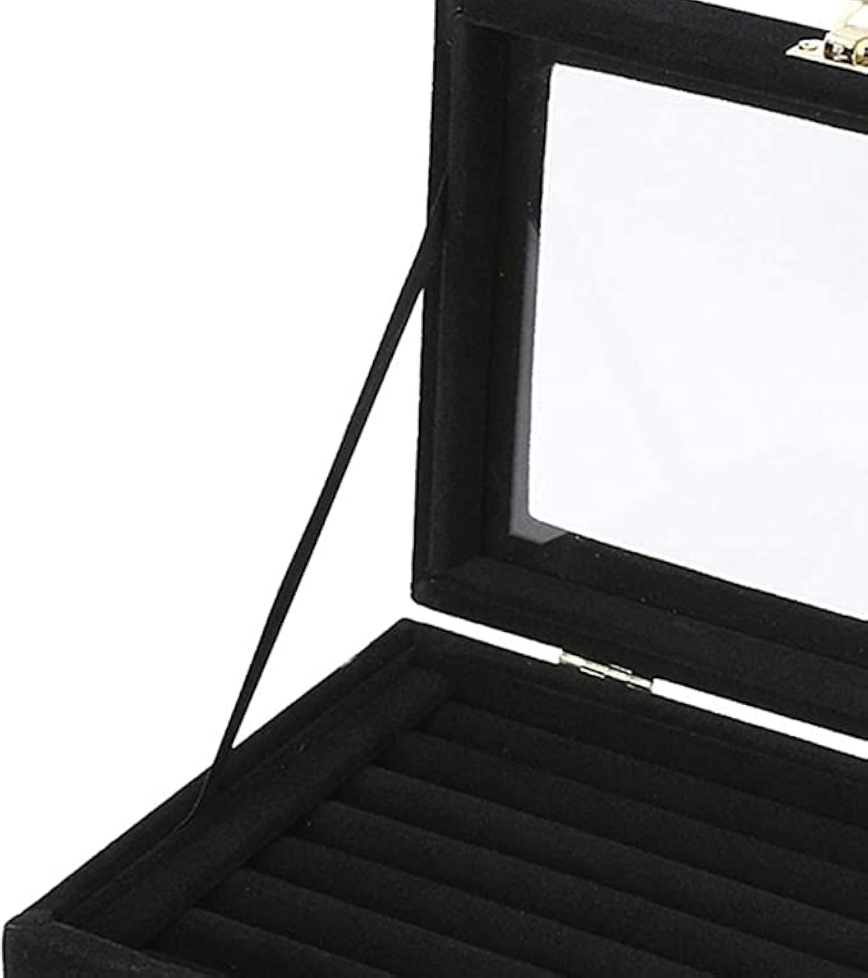 Black Velvet Glass Ring Display Box, Organizer Holder