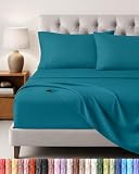 Utopia Bedding Set Lenzuola Letto 4 Pezzi, 180x200cm, Blu Denim...