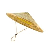 Bamboo Large Sun Hat for Men Women, Wide Brim Summer Cap Chinese/Japanese Rice Farmer Design for Gardening U-Y-1M (US, Alpha, One Size, Natural Bamboo)