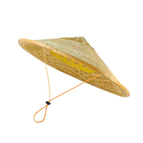 Bamboo Large Sun Hat for Men Women, Wide Brim Summer Cap Chinese/Japanese Rice Farmer Design for Gardening U-Y-1M (US, Alpha, One Size, Natural Bamboo)