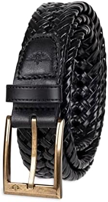 Dockers Men's Leather Braided Casual and Dress Belt,Black Glazed,32