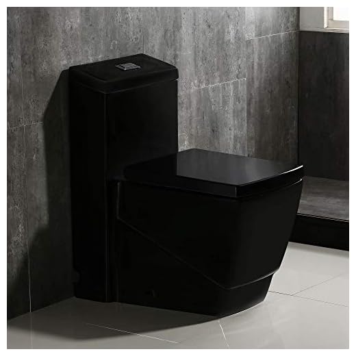 WOODBRIDGE Modern Square Design One Piece Dual Flush 1.28 GP Toilet, Chair Heightwith Soft Closing Seat, B0921, Black