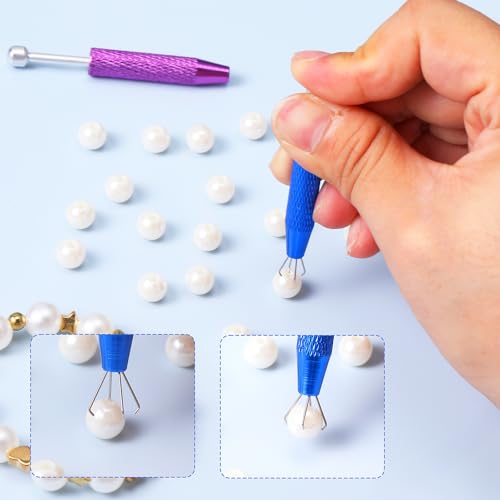 Pacote com 2 ferramentas para agarrar esferas, caneta assistente de piercing de aço inoxidável, ferr