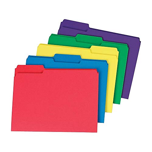 Staples 378995 Interior File Folders 3-Tab Letter Size Assorted Colors 100/BX