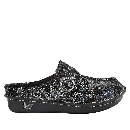 Image of Alegria Women's Brigid Leather Moc Toe Open Back Clog with Heel Cup