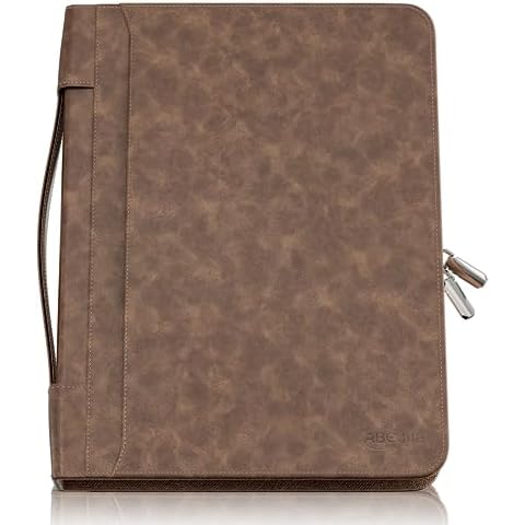 ABC life Zipper Portfolio Binder Organizer, Faux Leather Executive Padfolio with Removable 3 Ring Binder and Letter Size Writing Pad, Notepad Folder for Resume, Documents, Phone, Business Cards Cover