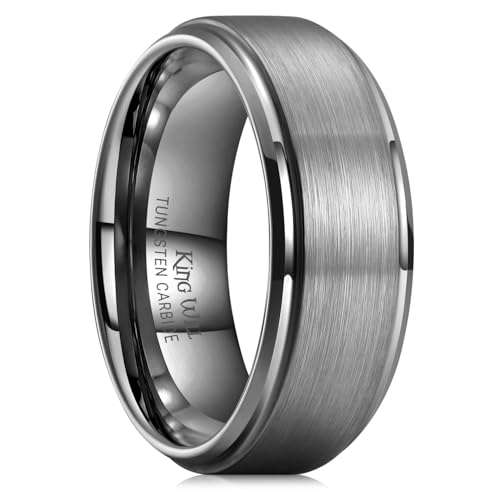 king will mens brushed wedding band two tone matte step edgespipe cut tungsten carbide anniversary promise rings comfort fit