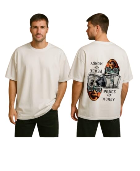 UV GEN-Z Peace of Money State of Mind Regular Fit Graphic T-Shirt, White