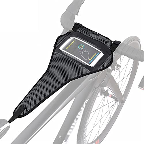 SPYMINNPOO Bike Sweat Guard, Bicycle Trainer Sweat Net Frame Guard with Phone Holder Bag Cycling Sweat Net for Indoor Cycling Training
