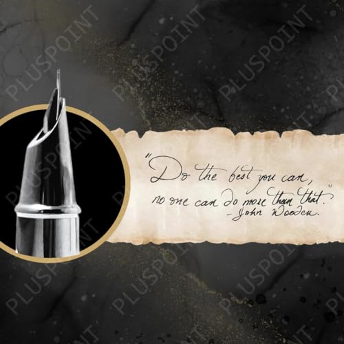 Image of PLUSPOINT Stainless Steel Fountain Pen Stunning Luxury Pen with Metalic Black Finish, Iridium Nib, Pen Gift for Men & Women, Professional, Executive Office, Nice Designer Pens for kids