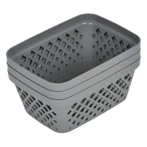 Image of Glad Plastic Storage Basket Set - Multipurpose Drawer Trays, Kitchen Pantry Containers, and Bathroom Bins - 9 Pack Small Organizers, Grey