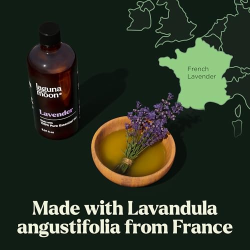 Image of Lagunamoon Lavender Essential Oil - Pure Essential Oils for Diffusers, Humidifiers, Aromatherapy, Cars, Yoga, Home Essentials - Relaxing Fragrance Scents for Fresheners and Candle Making (150ml)