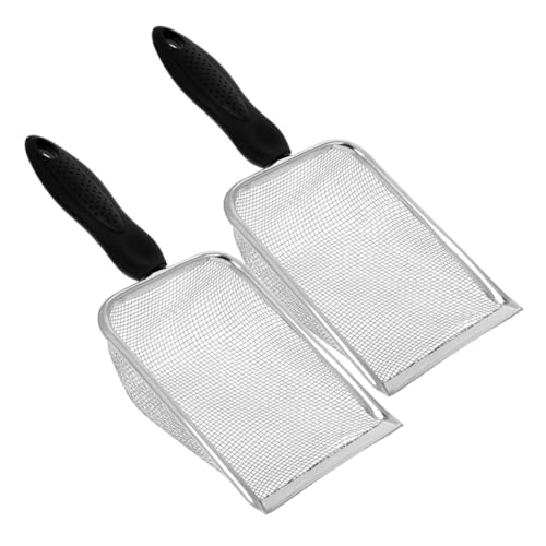 COLLBATH 2Pcs Stainless Steel Cat Litter Scoop Durable Waste with Fine Mesh for Efficient Pet Waste Removal for Cat Litter Box Maintenance