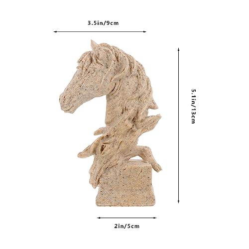 Garneck Horse Statue Horse Bust Sculpture Animal Statue Resin Horse Sculpture Crafts Modern Home Office Decoration Sandstone - Image 2