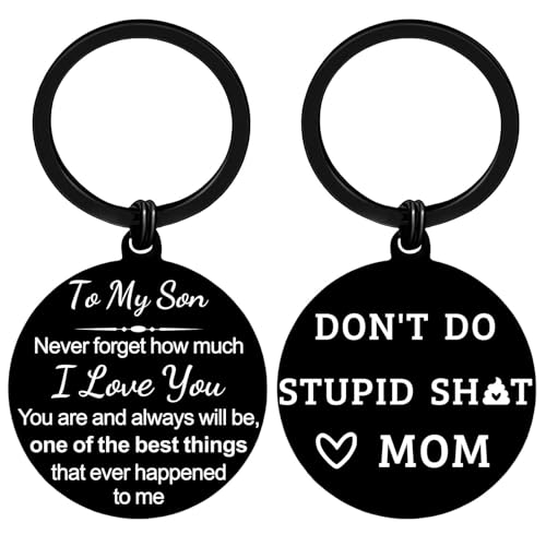 YYQX Son Gifts from Mom to Son keychain Teen Adult Sons Birthday Graduation Christmas Valentines Gifts (Never - From Mom) - image 1