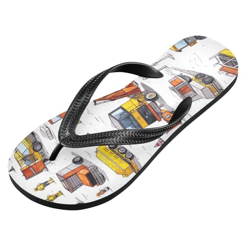 Women Beach Summer Casual Flip Flop Carton Engineering VehicleQuick Dry Sandals Slipper for Men 214B2844