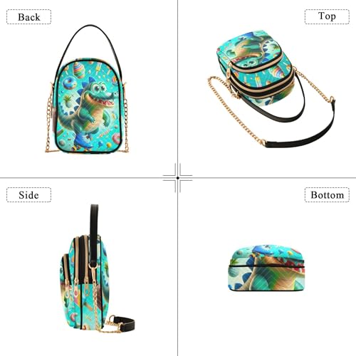 Playful Cute Alligator Blue Single Shoulder Handbags Quilted Phone Purse Chain Strap Handbag Cute Crossbody Clutch Zipper Tote4