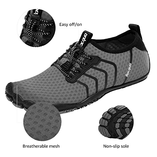 Image of Racqua Water Shoes Quick Dry Barefoot Beach Aqua Sport Swim Surf Pool Hiking Diving Walking for Men Women, Wz111-deep Grey, 8.5 Women /7.5 Men