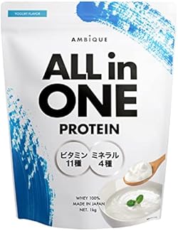 アンビーク オールインワン プロテイン ホエイ ヨーグルト風味 ビタミン11種配合 ミネラル4種配合 国産 1kg (ヨーグルト, 1kg×1個)
