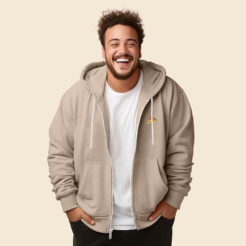DALIX Pizza Embroidered Zip Hoodie Fleece Long Sleeve Pocket Warm Soft Mens4