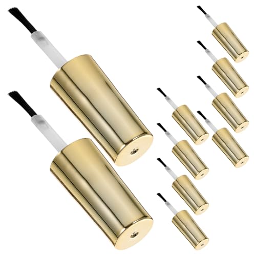 Zerodeko Tapas de Botellas Pequeñas de Esmalte de Uñas con Pincel Integrado 10 Piezas Tapa de Repuesto Dorada para Botellas de 10 Ml Suministros para Salón de Uñas y Uso Personal