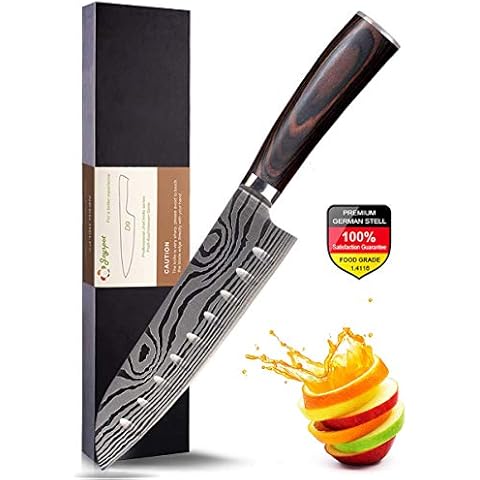 Joyspot Cuchillo Cocina, Cuchillo japonés Santoku, Cuchillo de Chef Profesional de 7 Pulgadas Cover