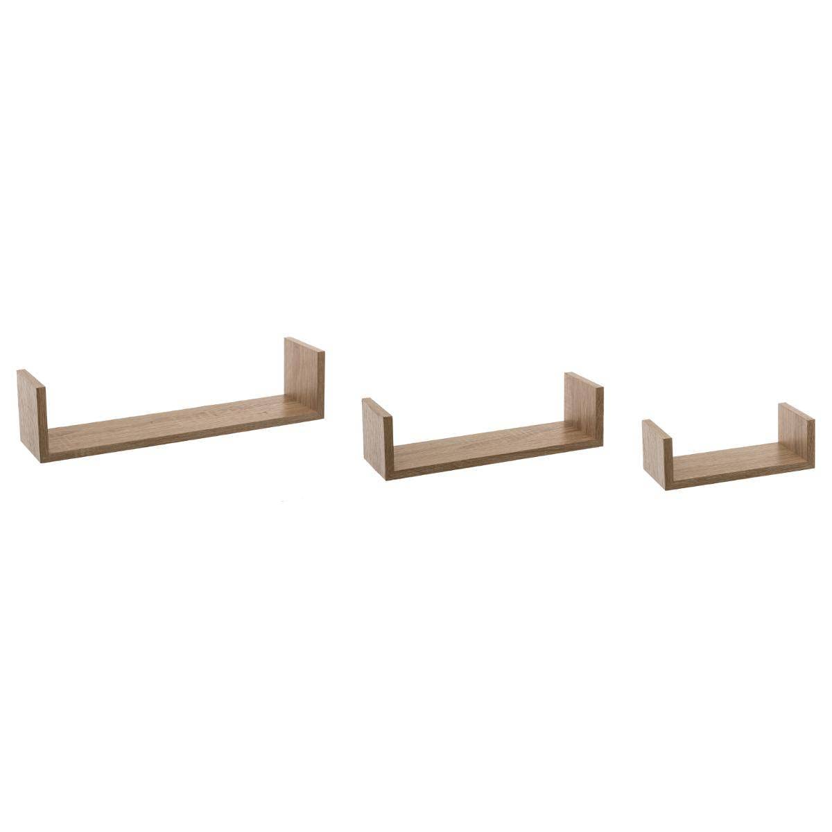 5 five simply smart 5five - Juego de 3 estantes de Pared Fixy, Efecto Madera Natural, 3 tamaños, Fijaciones Invisibles - para Almacenamiento y decoración, salón, Dormitorio y Oficina