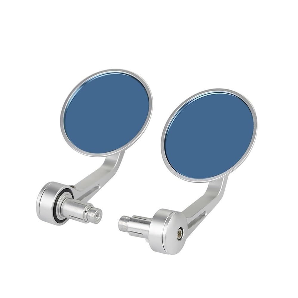 Retrovisor manillar scooter Espejos retrovisores CNC plateados de 7/8" y 22 mm para manillar motocicleta, para izquierda derecha
