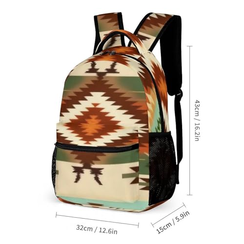 Backpack with Lunch Box & Cosmetic Bag Set Ethnic Geometric Pattern Mexican Tribal (1) Bookbag Daypack Set Backpack with Lunch Bag Storage Bags2