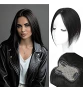 Insmi Hair Toppers for Women Real Human Hair， 360° 3D Cover Hair Topper Clip in Bangs 10 Inch Rea...