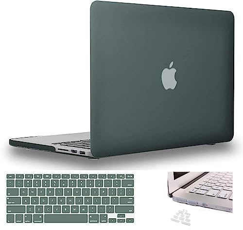 Image of Midkart Matte Hard Shell Plastic Case Cover Compatible with MacBook Pro 15 Inch with Retina Display (Model A1398, Old Version, Release 2015-2012) with Silicon Key Guard & Dust Plugs, Midnight Green